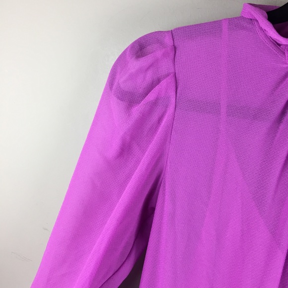 NWT See By Chloe Ruffled Georgette High Neck Dropped Waist Purple Mini Dress 4 - Picture 6 of 14